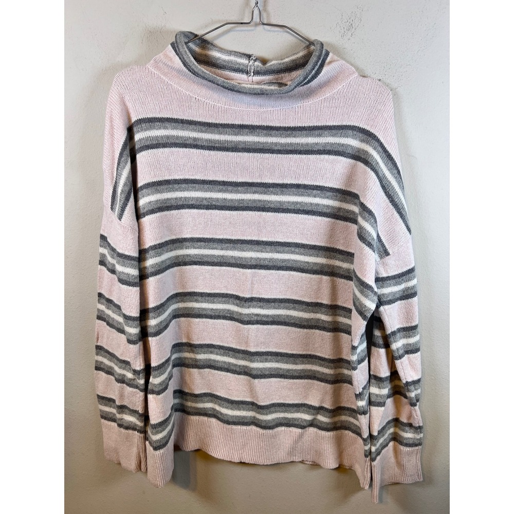 J. Jill Womens Sweater Mock Neck Striped Pink Size M